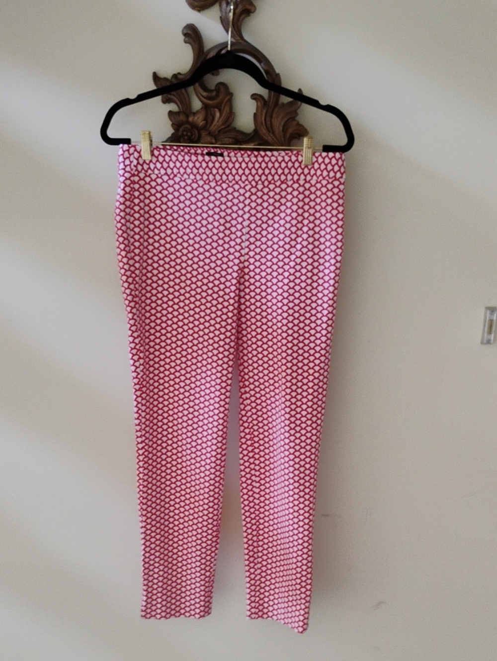 Talbots Red Scallop-Pattern Ponte Skinny Pants